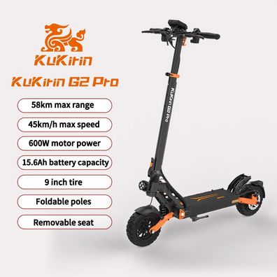 KuKirin G2 Pro Faltbarer Elektroroller, 600W Motor, 48V15.6Ah Akku, Reichweite 58 km