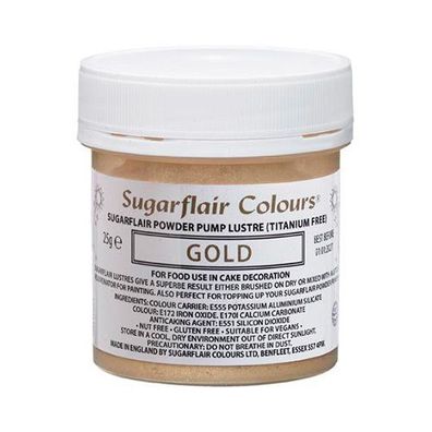 Sugarflair Pump Refill Glitzer - Gold - E171 free 25g