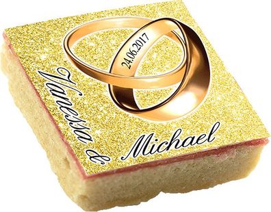 Motiv-Kekse - Hochzeit - Ringe gold