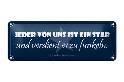 Blechschild Spruch 27x10cm jeder von uns ist ein Star und Dekoration