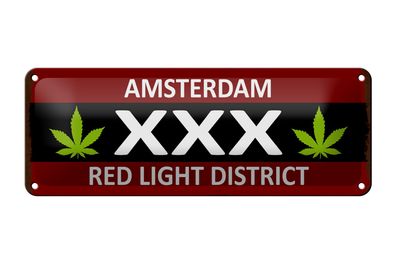 Blechschild Spruch 27x10cm Amsterdam XXX red light district Dekoration