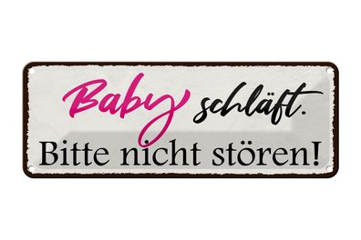 Blechschild Hinweis 27x10cm Baby schläft bitte nicht stören Dekoration