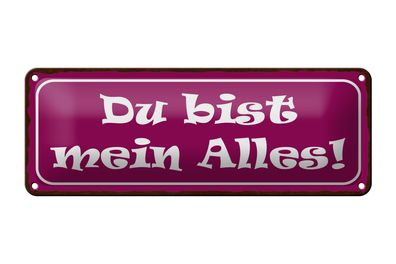 Blechschild Spruch 27x10cm Du bis mein Alles Dekoration