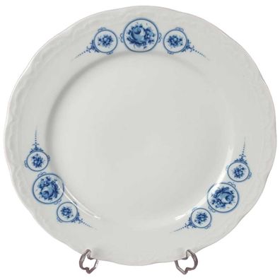 Speiseteller Essteller Teller Flach D 24,6 cm Mitterteich blau Rosen gebraucht-gut