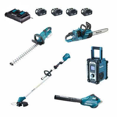 MAKITA 18V + 36V Akku Gartengeräte Set Heckenschere, Freischneider, Kettensäge,