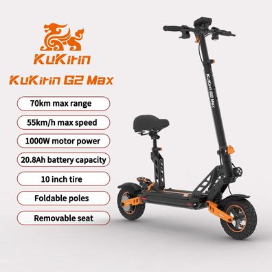 KuKirin G2 Max 1000W faltbarer Elektroroller, Höchstgeschwindigkeit 55km/h,20.8AhAkku