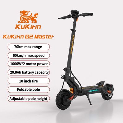 KuKirin G2 Master faltbarer Elektroroller, 1000W*2 Dual-Drive-Motor, 52V20.8Ah Akku