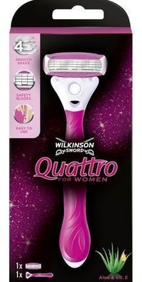 Wilkinson Sword Quattro Damenrasierer mit 1 Rasierklinge