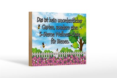 Holzschild Spruch 18x12cm kein Garten 5 Sterne Oase