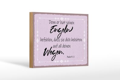 Holzschild Spruch 18x12cm er hat seinen Engeln befohlen