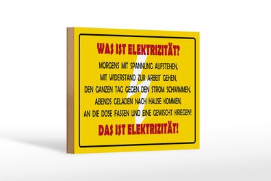 Holzschild Spruch 18x12cm Was ist Elektrizität