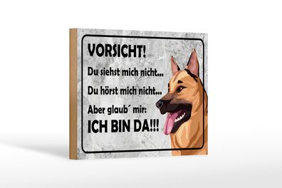 Holzschild Spruch 18x12cm Vorsicht Hund Du siehst mich nicht