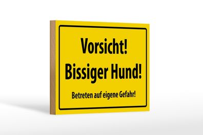 Holzschild Warnschild 18x12cm Vorsicht bissiger Hund