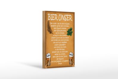 Holzschild Spruch 12x18 cm Bier unser in Ewigkeit Prost Dekoration