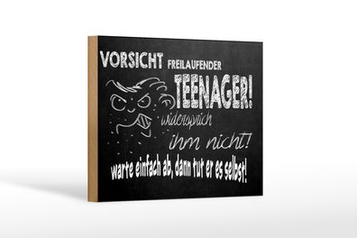 Holzschild Spruch 18x12cm Vorsicht freilaufender Teenager