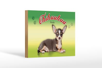 Holzschild Hund 18x12cm Chihuahua Mexiko Wanddeko