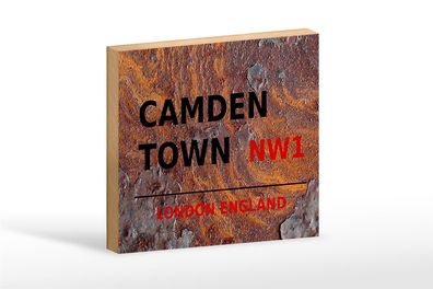 Holzschild London 18x12cm England Camden Town NW1