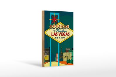 Holzschild Spruch 12x18 cm welcome to fabulous las vegas Dekoration