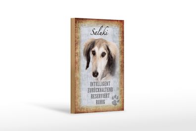 Holzschild Spruch 12x18cm Saluki Hund ruhig Geschenk