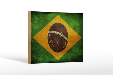 Holzschild Flagge 18x12cm Brasilien Geschenk