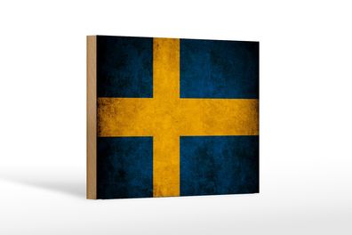 Holzschild Flagge 18x12cm Schweden Fahne