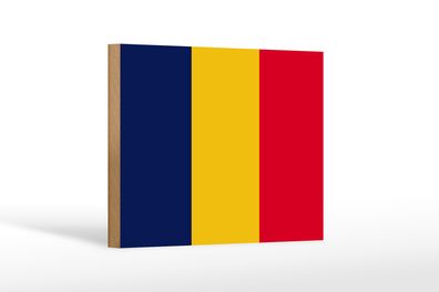 Holzschild Flagge des Tschad 18x12 cm Flag of Chad Dekoration