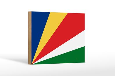 Holzschild Flagge Seychellen 18x12 cm Flag of Seychelles Dekoration