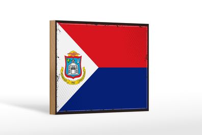 Holzschild Flagge Sint Maartens 18x12cm Retro Sint Maarten Dekoration