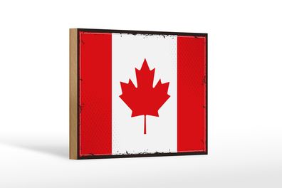 Holzschild Flagge Kanadas 18x12 cm Retro Flag of Canada Dekoration