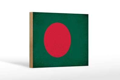 Holzschild Flagge Bangladesch 18x12 cm Bangladesh Vintage Dekoration