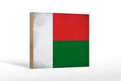 Holzschild Flagge Madagaskar 18x12 cm Madagascar Vintage Dekoration