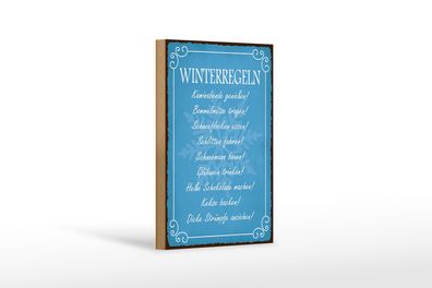 Holzschild Spruch 12x18cm Winterregel Kaminabende Glühwein Dekoration