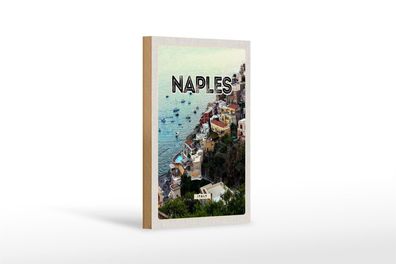 Holzschild Reise 12x18 cm Naples Italy Neapel Italien Panorama