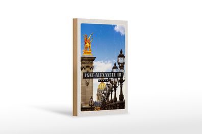 Holzschild Reise 12x18 cm Pont Alexandre III Paris Reiseziel