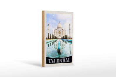 Holzschild Reise 12x18 cm Taj Mahal Indien Vordergarten