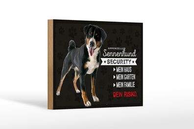 Holzschild Spruch 18x12 cm Sennenhund Security mein Haus