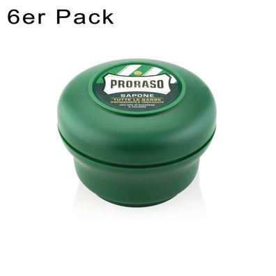 Proraso Rasierseife Tiegel - Eukalyptusöl und Menthol 6x 150ml