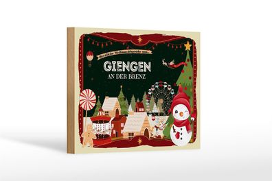 Holzschild Weihnachten Grüße Giengen AN DER BRENZ Geschenk 18x12 cm