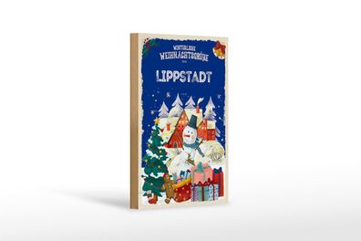 Holzschild Weihnachtsgrüße Lippstadt Geschenk Dekoration 12x18 cm