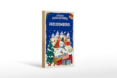 Holzschild Weihnachtsgrüße Freudenberg Geschenk Dekoration 12x18 cm