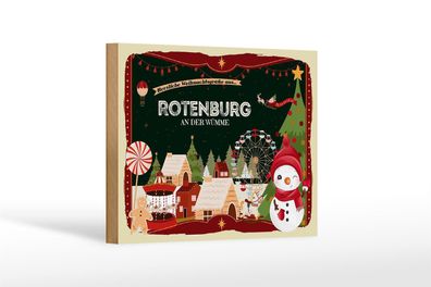 Holzschild Weihnachten Grüße aus Rotenburg AN DER WÜMME Dekoration 18x12 cm