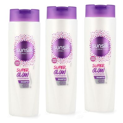 Sunsilk Shampoo Super Glow nutritiv 3x 220 ml glattes lebloses Haar