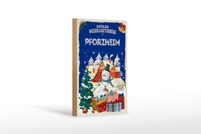 Holzschild Weihnachtsgrüße Pforzheim Geschenk Dekoration 12x18 cm