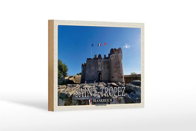 Holzschild Reise 18x12 cm Saint-Tropez Frankreich Citadelle