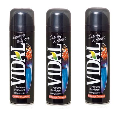 VIDAL deo Energy & Sport mit Ginseng & Guarana 3x 150ml