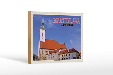 Holzschild Reise 18x12 cm Bratislava Kathedrale Heiligen Martin