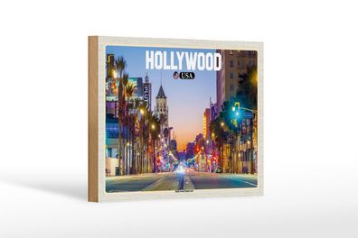 Holzschild Reise 18x12 cm Hollywood USA Hollywood Boulevard Dekoration