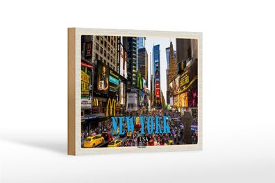 Holzschild Reise 18x12 cm New York USA Times Square Zentrum