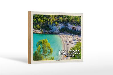 Holzschild Reise 18x12 cm Mallorca Spanien Cala Llombards Bucht