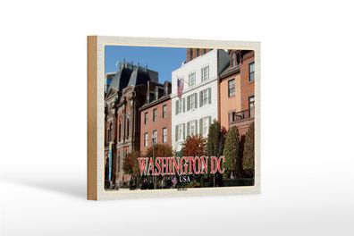 Holzschild Reise 18x12 cm Washington DC USA Blair House Gästehaus